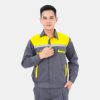 Quần áo bảo hộ lao động Evinz AV20 cho kỹ sư kỹ thuật màu xám phối vàng, Size L - Vải kaki liên doanh